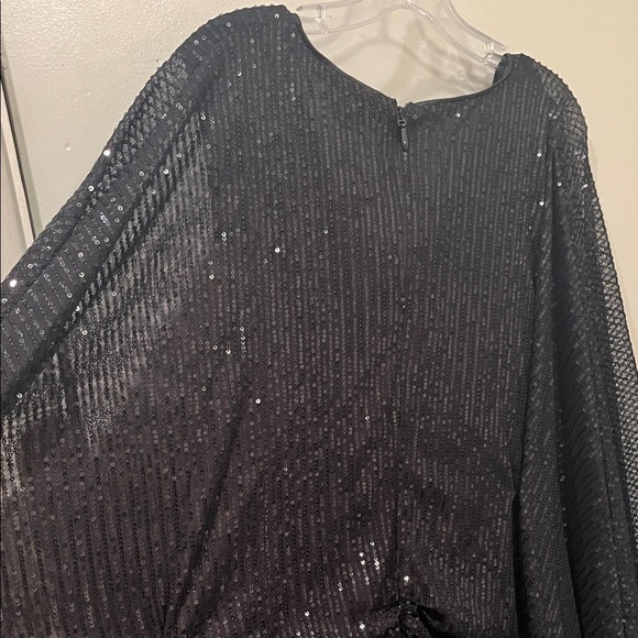 Fashion Nova Black Sequin NWT Mini Dress w/ cape sleeves - Picture 12 of 13